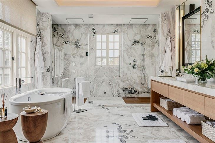 Oyster White Marble Bathroom